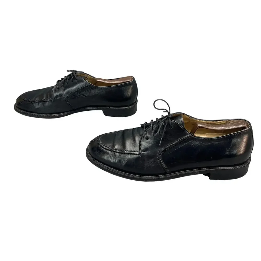 Pronto Uomo Italy Vintage Black All Leather Split-Toe Oxford Dress Shoe Men 10.5